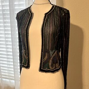 Gorgeous Handmade sheer jacket with colorful small beads